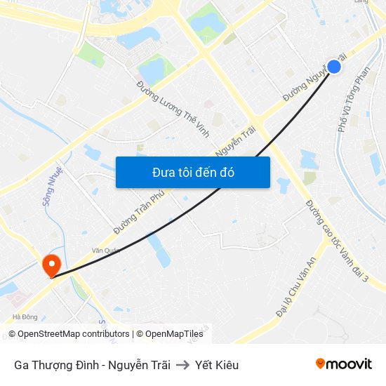 Ga Thượng Đình - Nguyễn Trãi to Yết Kiêu map