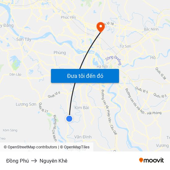 Đồng Phú to Nguyên Khê map