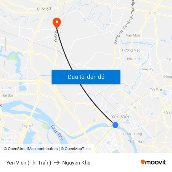 Yên Viên (Thị Trấn ) to Nguyên Khê map