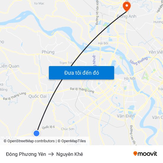 Đông Phương Yên to Nguyên Khê map