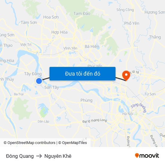 Đông Quang to Nguyên Khê map