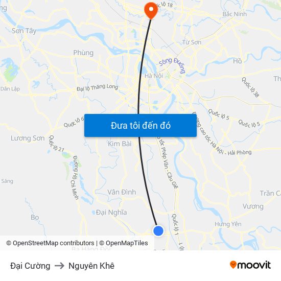 Đại Cường to Nguyên Khê map