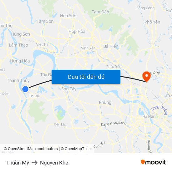 Thuần Mỹ to Nguyên Khê map