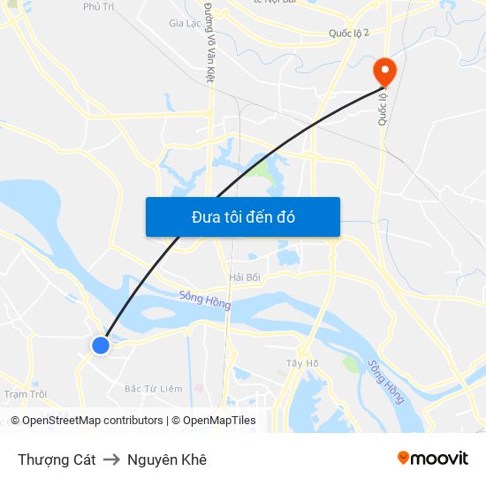 Thượng Cát to Nguyên Khê map