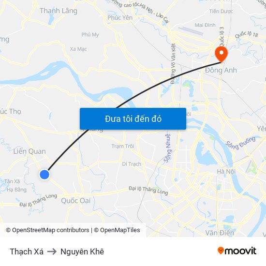 Thạch Xá to Nguyên Khê map