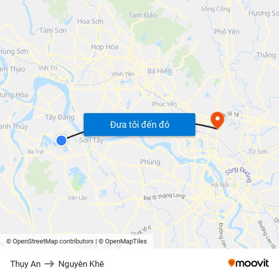 Thụy An to Nguyên Khê map