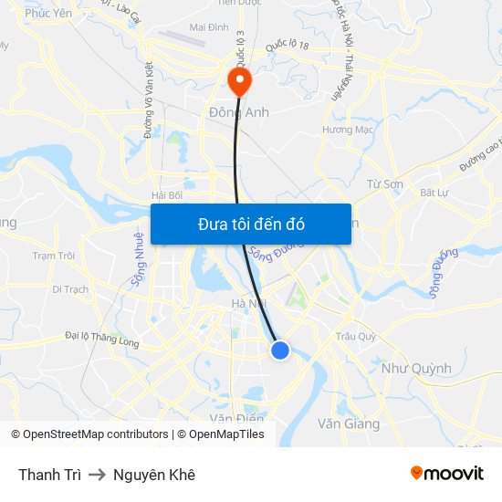 Thanh Trì to Nguyên Khê map