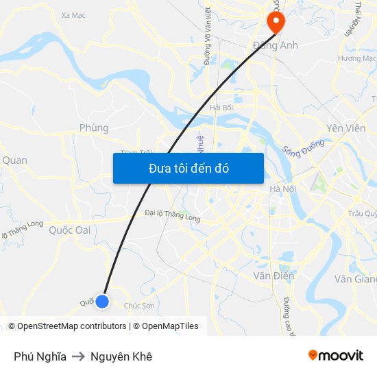 Phú Nghĩa to Nguyên Khê map