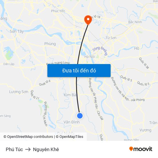 Phú Túc to Nguyên Khê map