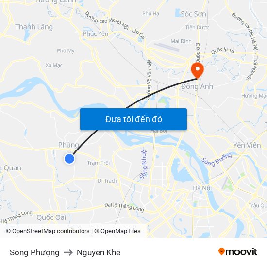 Song Phượng to Nguyên Khê map