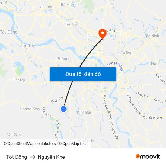 Tốt Động to Nguyên Khê map