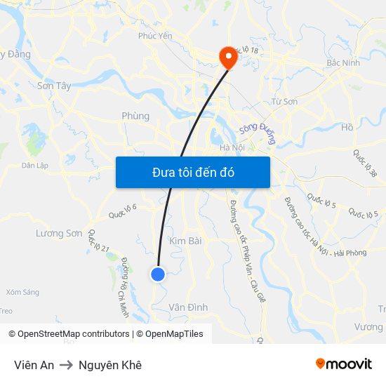 Viên An to Nguyên Khê map