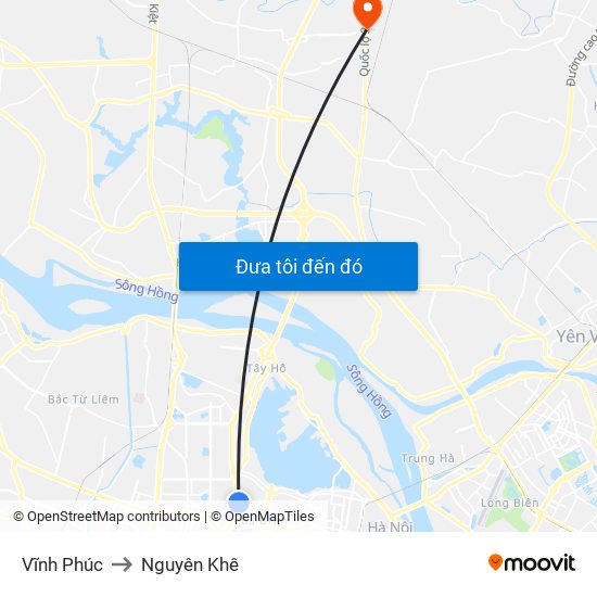 Vĩnh Phúc to Nguyên Khê map