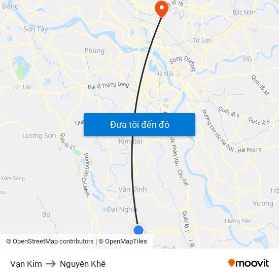 Vạn Kim to Nguyên Khê map