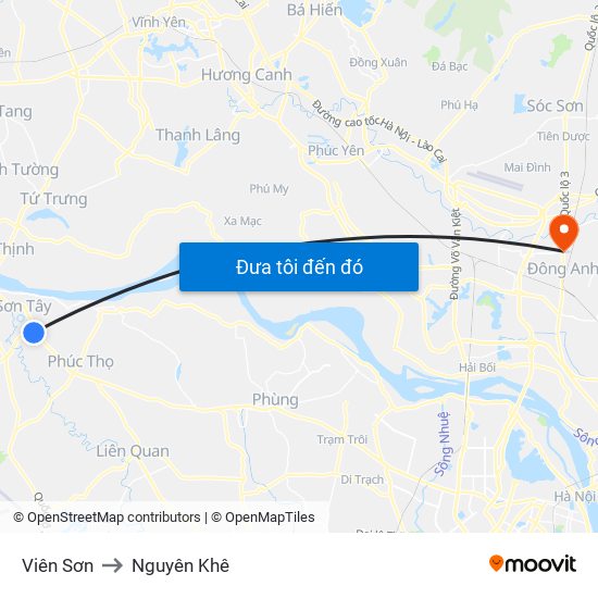 Viên Sơn to Nguyên Khê map