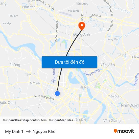 Mỹ Đình 1 to Nguyên Khê map