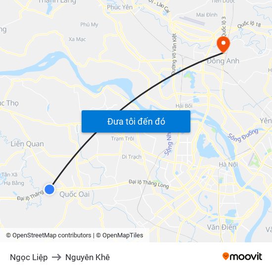 Ngọc Liệp to Nguyên Khê map