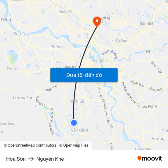 Hoa Sơn to Nguyên Khê map