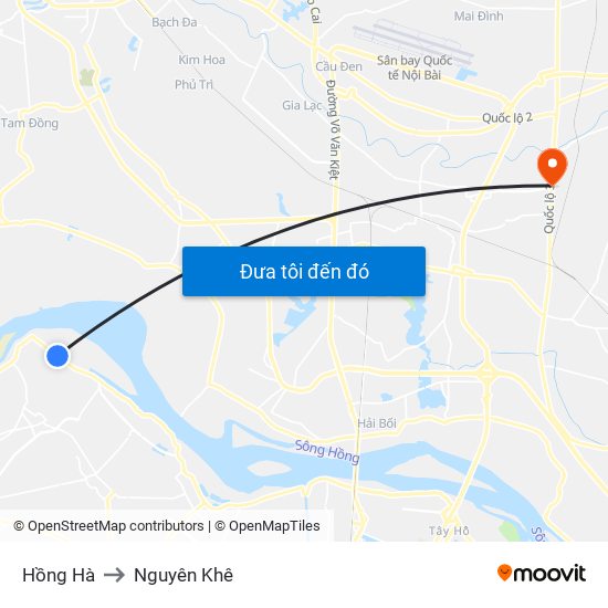 Hồng Hà to Nguyên Khê map