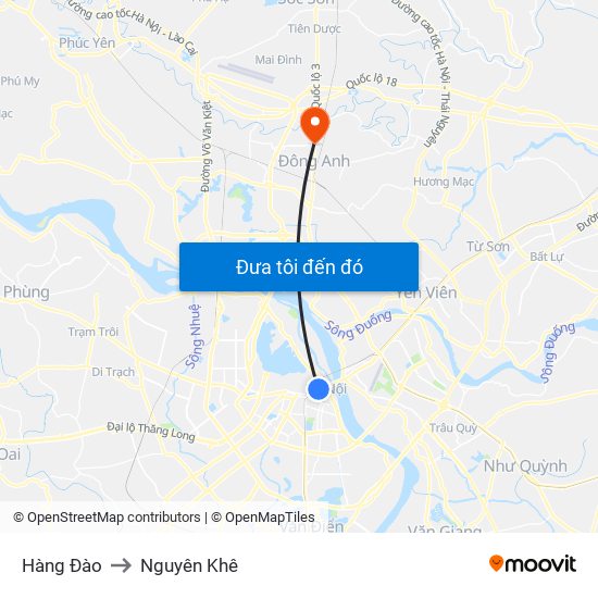 Hàng Đào to Nguyên Khê map