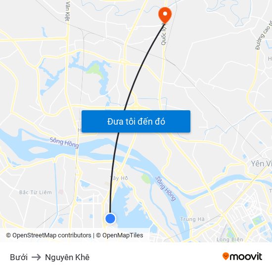 Bưởi to Nguyên Khê map