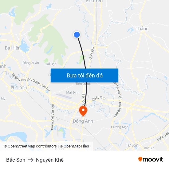 Bắc Sơn to Nguyên Khê map
