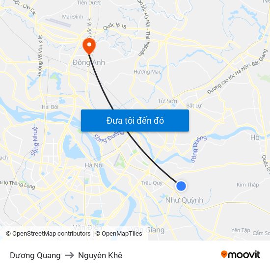 Dương Quang to Nguyên Khê map