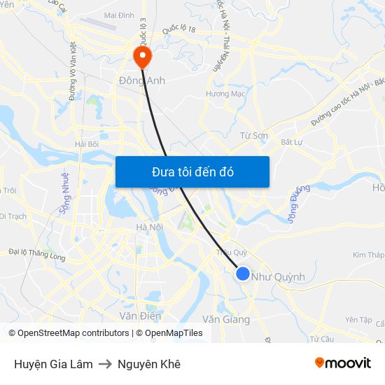 Huyện Gia Lâm to Nguyên Khê map