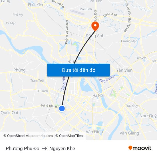 Phường Phú Đô to Nguyên Khê map