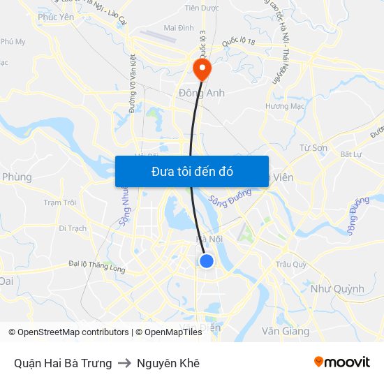 Quận Hai Bà Trưng to Nguyên Khê map