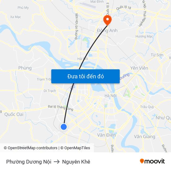 Phường Dương Nội to Nguyên Khê map