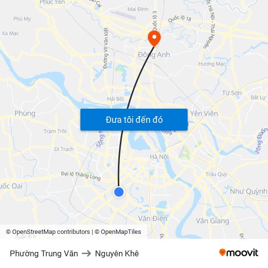 Phường Trung Văn to Nguyên Khê map