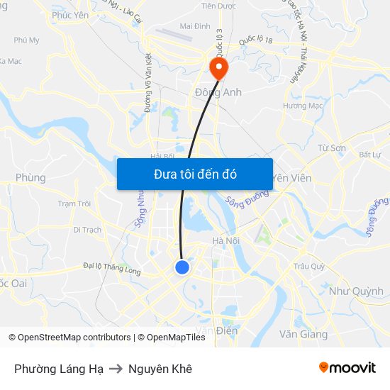 Phường Láng Hạ to Nguyên Khê map