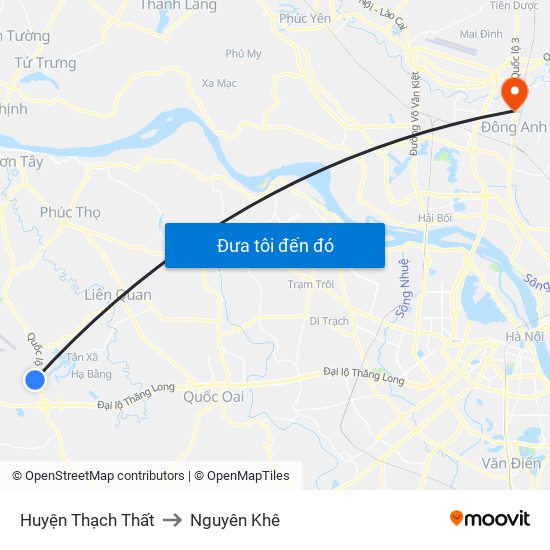 Huyện Thạch Thất to Nguyên Khê map