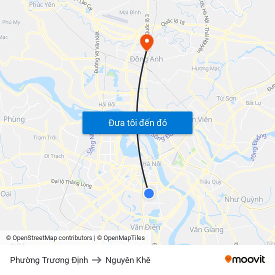 Phường Trương Định to Nguyên Khê map