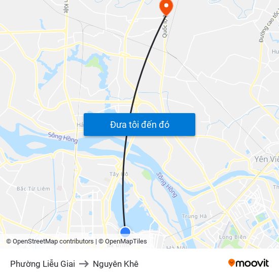 Phường Liễu Giai to Nguyên Khê map