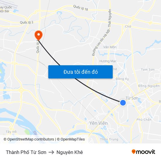 Thành Phố Từ Sơn to Nguyên Khê map