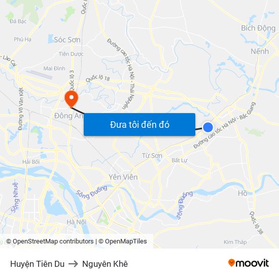 Huyện Tiên Du to Nguyên Khê map