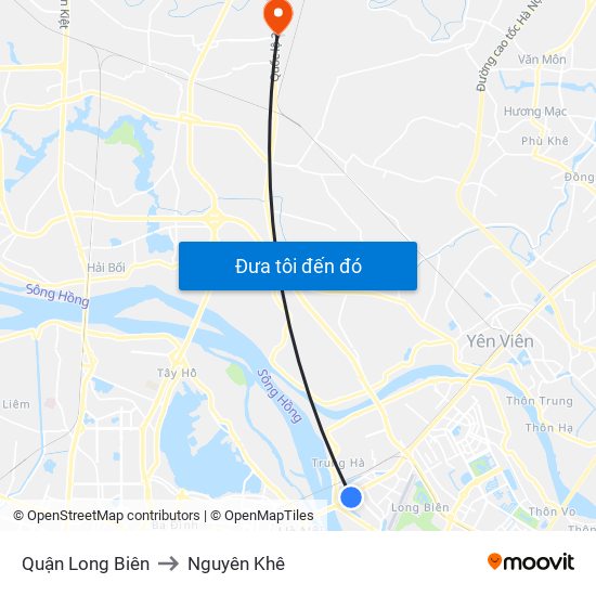 Quận Long Biên to Nguyên Khê map