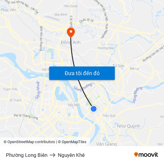 Phường Long Biên to Nguyên Khê map