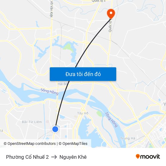 Phường Cổ Nhuế 2 to Nguyên Khê map