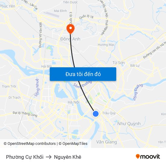 Phường Cự Khối to Nguyên Khê map