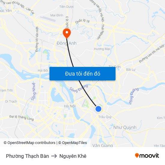 Phường Thạch Bàn to Nguyên Khê map