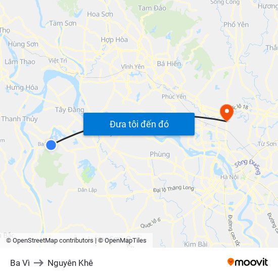 Ba Vì to Nguyên Khê map