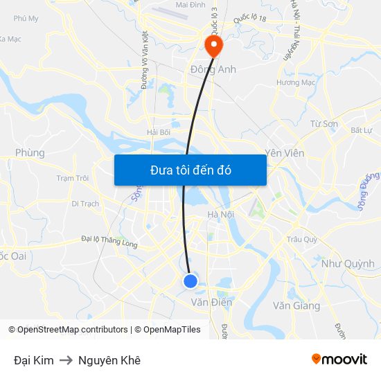 Đại Kim to Nguyên Khê map