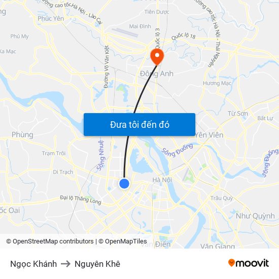 Ngọc Khánh to Nguyên Khê map