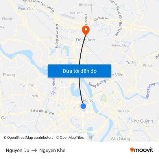 Nguyễn Du to Nguyên Khê map