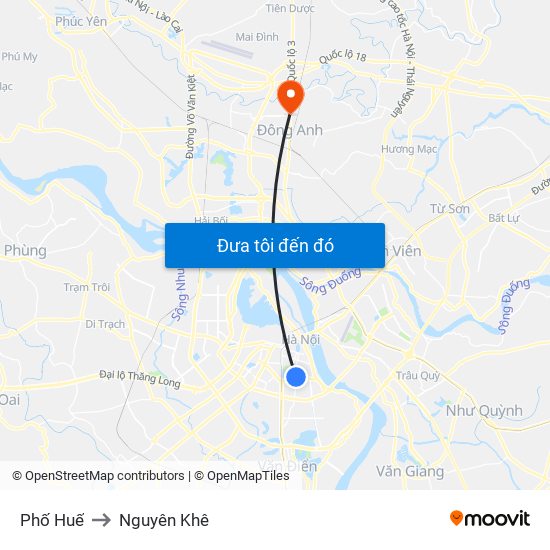 Phố Huế to Nguyên Khê map