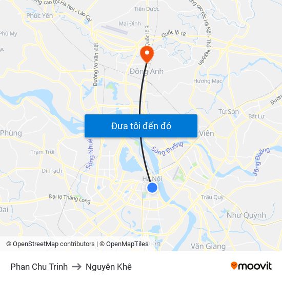 Phan Chu Trinh to Nguyên Khê map