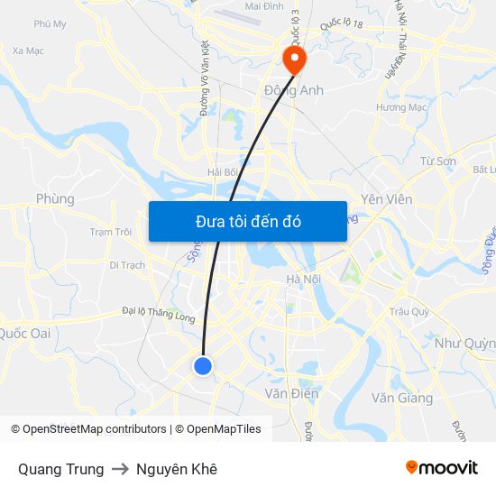 Quang Trung to Nguyên Khê map